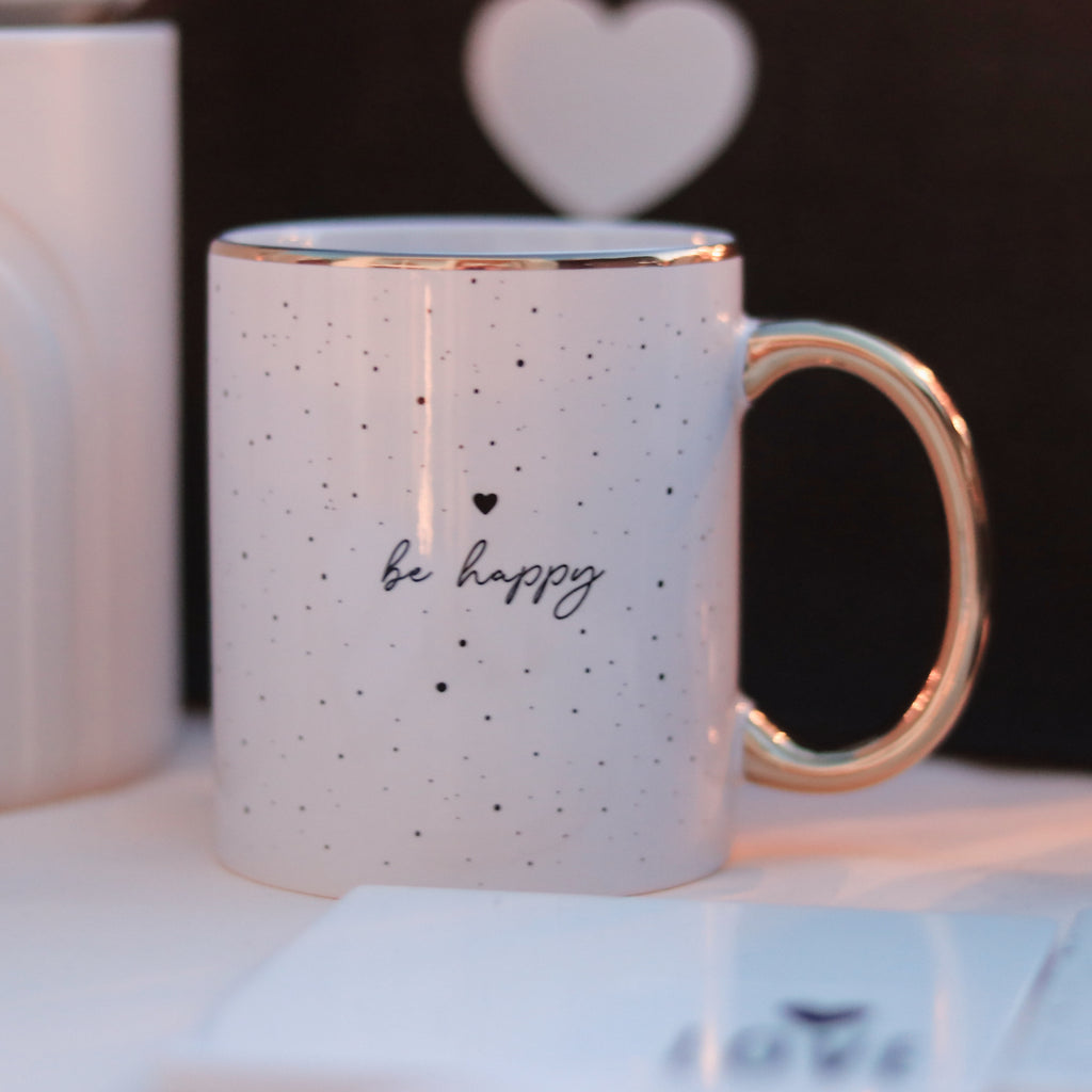 Tasse Happy mit Goldrand
