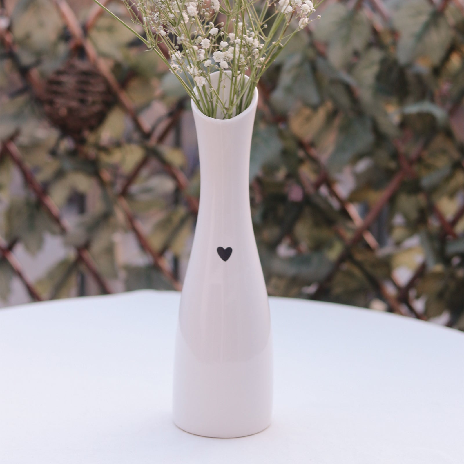 Porzellanvase mit Herz Weiß