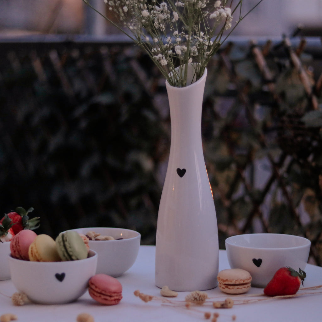 Porzellanvase mit Herz Weiß