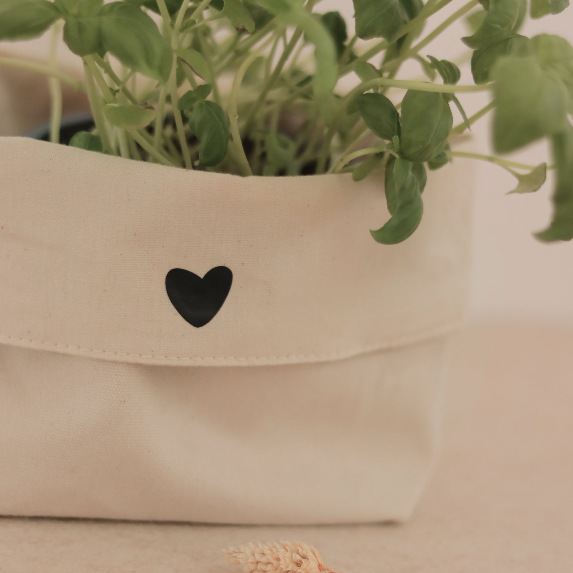 Stoffkorb mit Herz