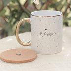 Tasse Happy mit Goldrand
