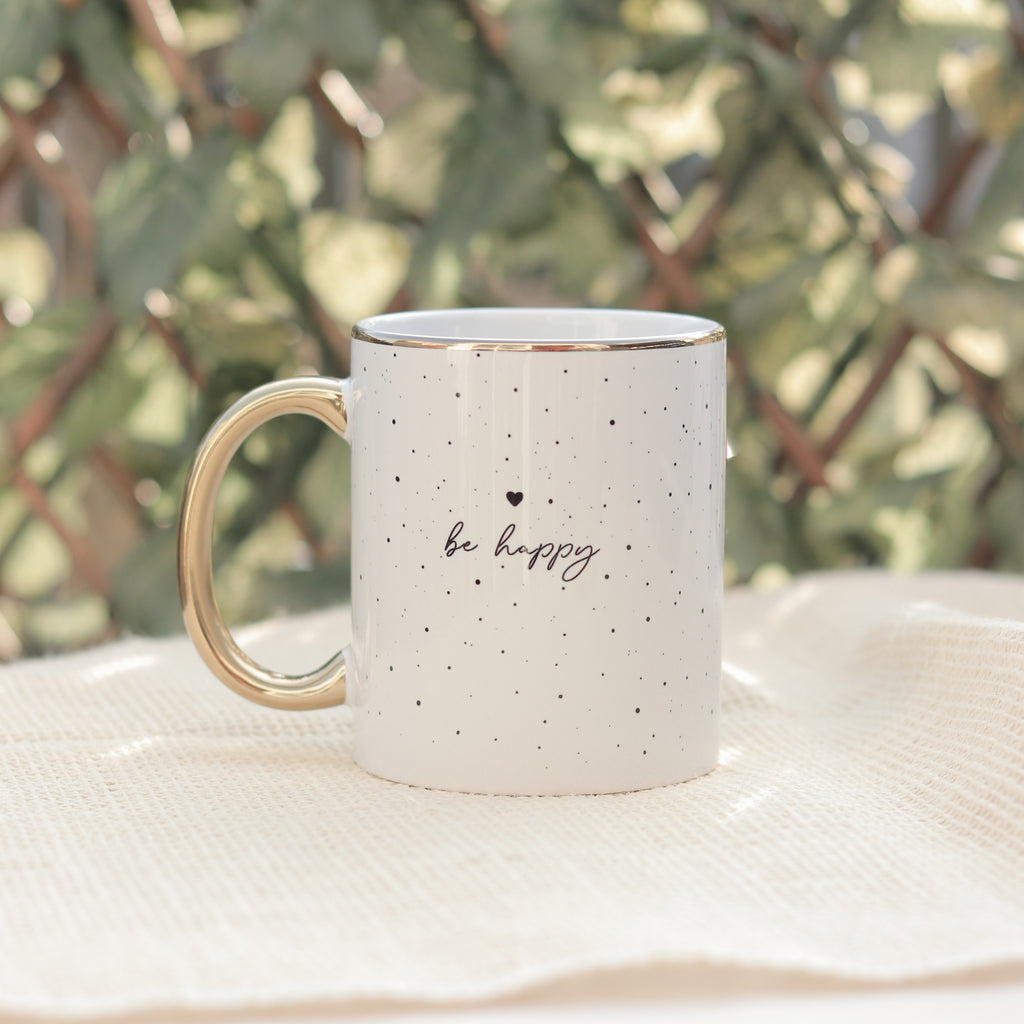 Tasse Happy mit Goldrand