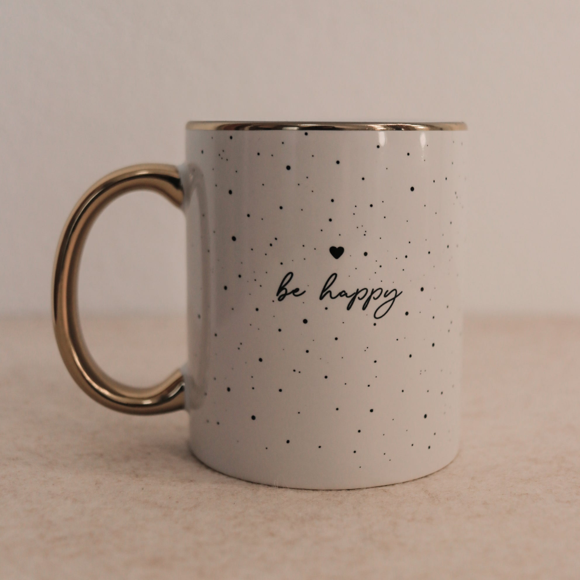 Tasse Happy mit Goldrand