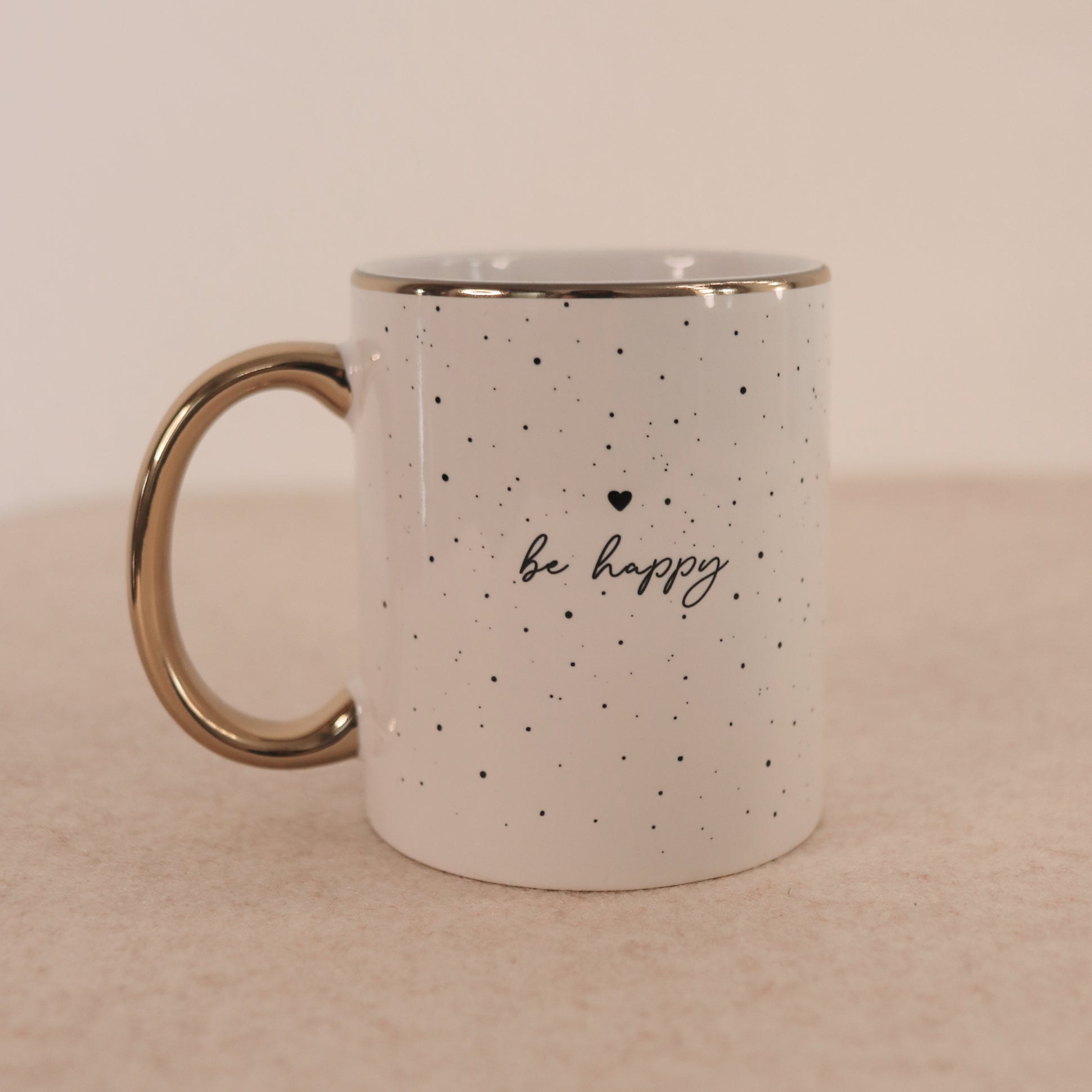 Tasse Happy mit Goldrand