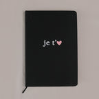 Notizbuch Je t'aime Schwarz A5
