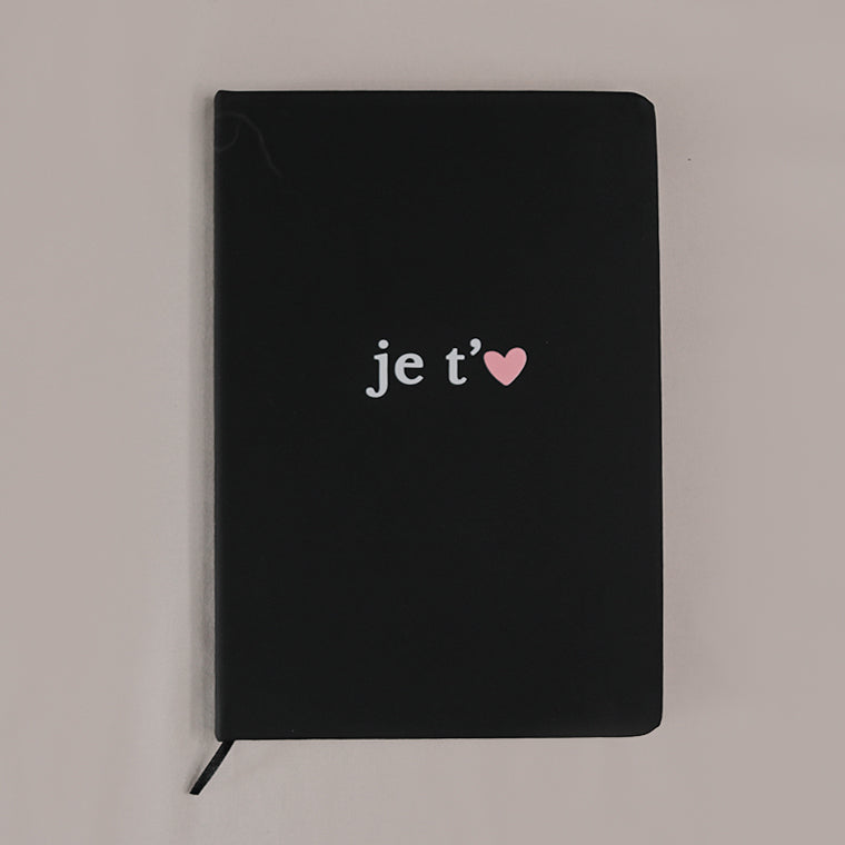 Notizbuch Je t'aime Schwarz A5